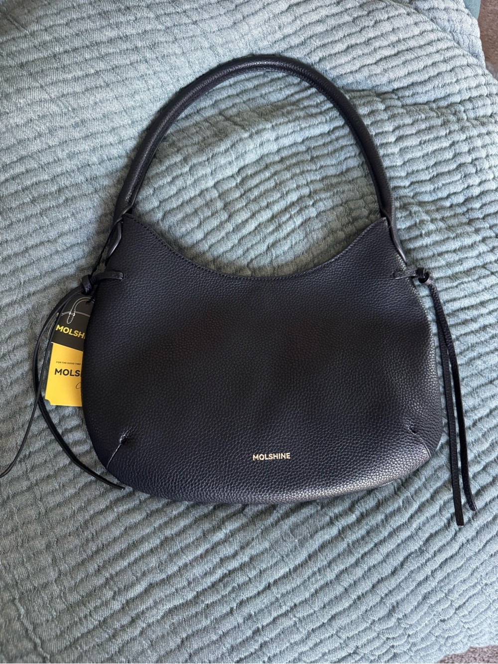 Black Pebbled Leather Shoulder Bag